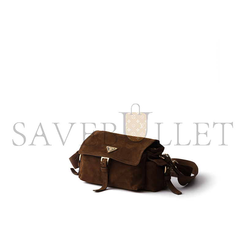 Pra*a explore medium suede shoulder bag with flap 1bd394 (30*14*10cm)